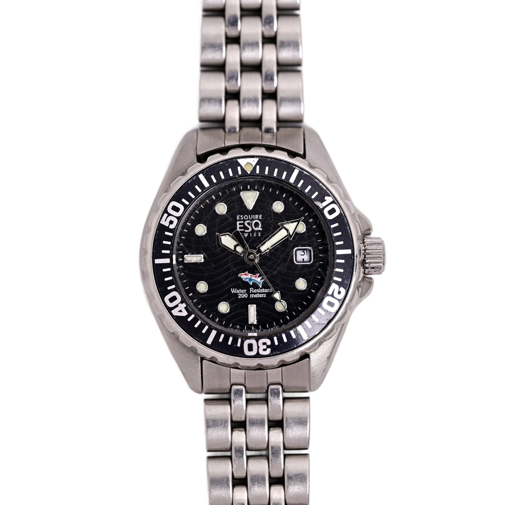 ESQ Movado Ladies Divers Watch Vintage 1990's 30mm
